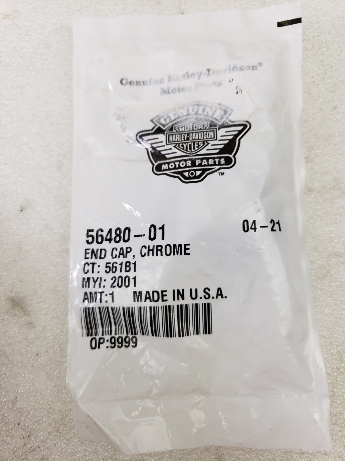 Genuine Harley-Davidson 56480-01 Chrome Handgrip End Cap OEM4
