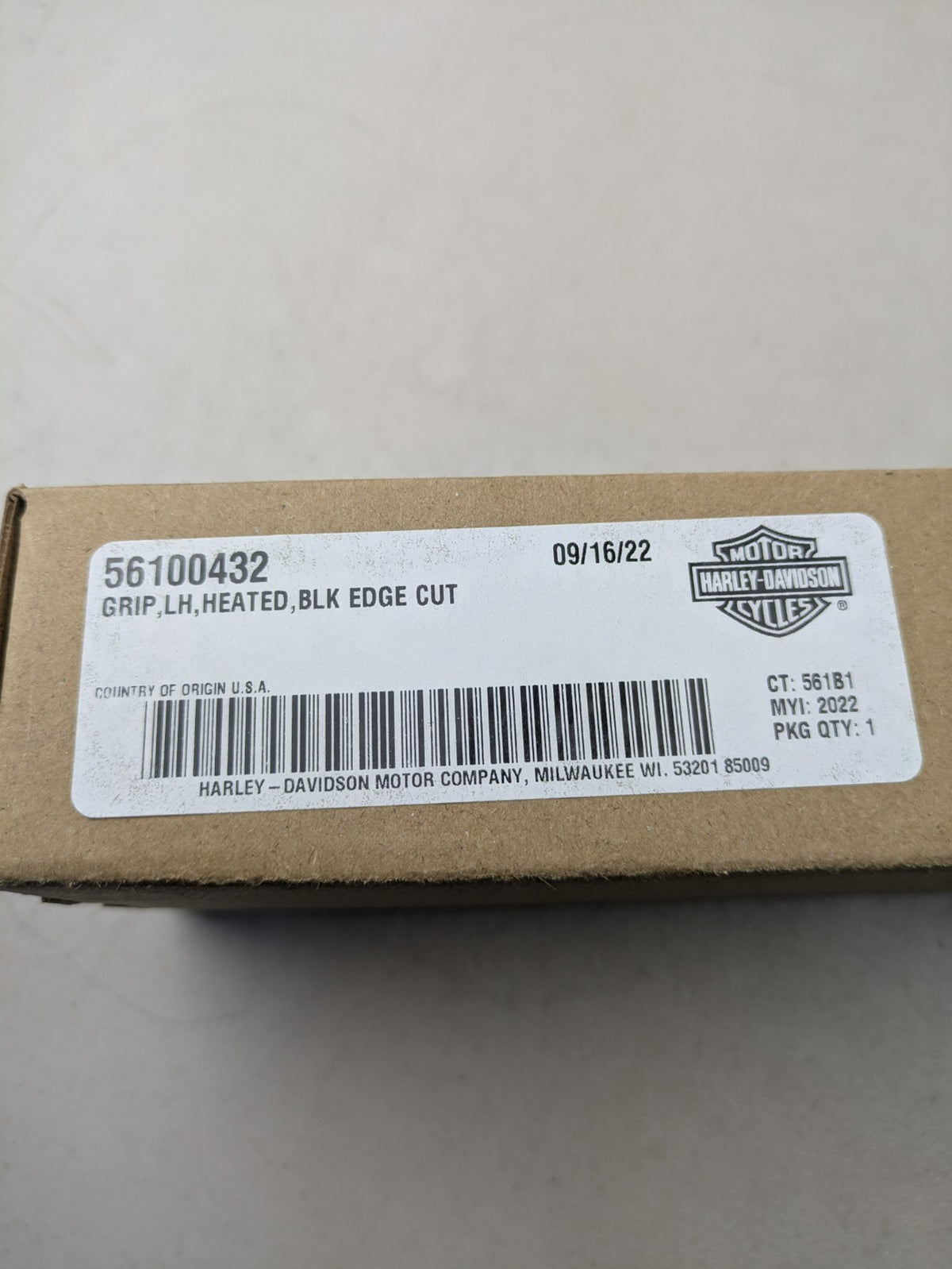 Harley-Davidson Black Edge Cut Left Side Heated Hand Grip 561004327