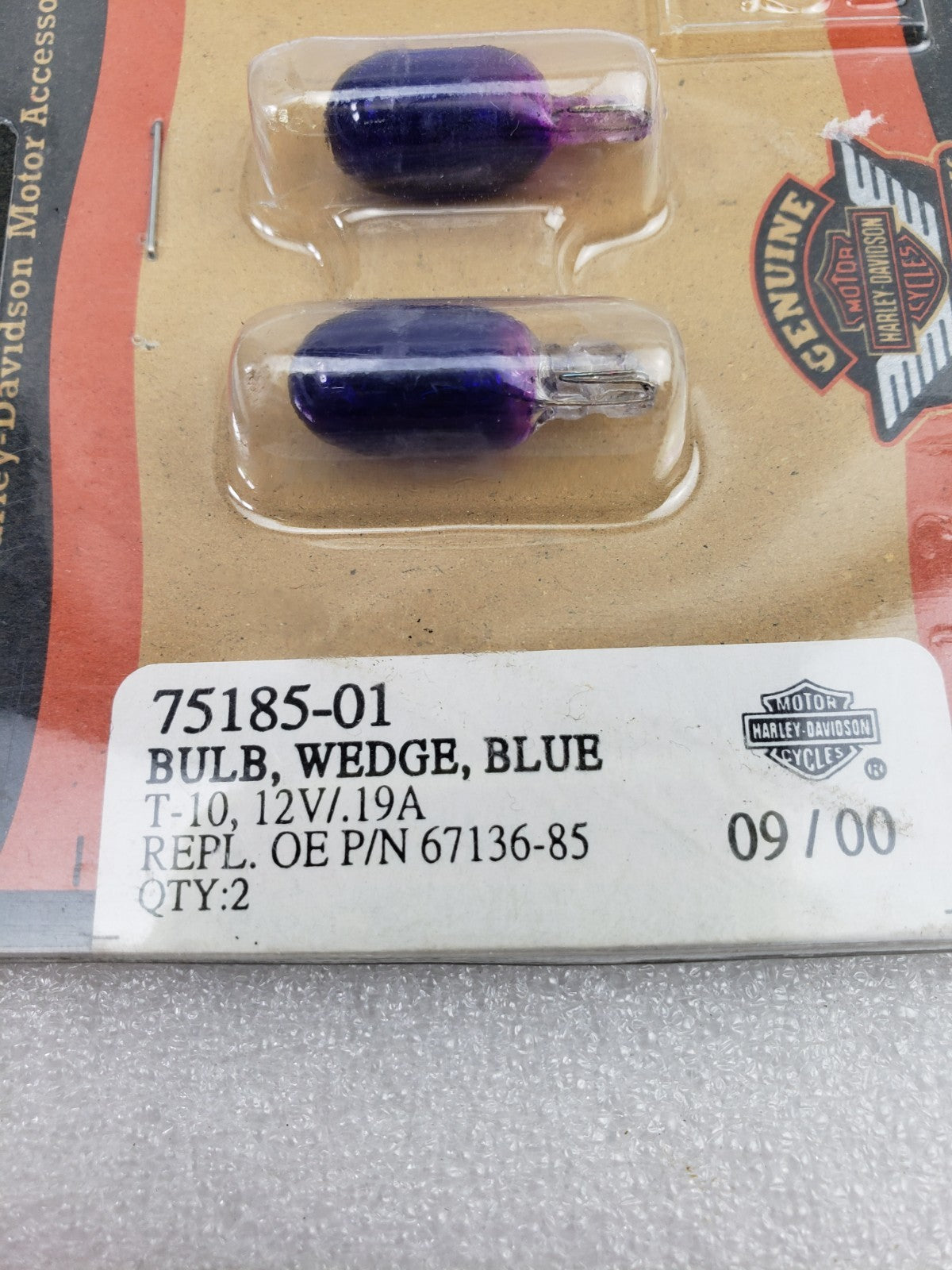 Genuine Harley Davidson Blue Wedge Light Bulbs New 75185-016
