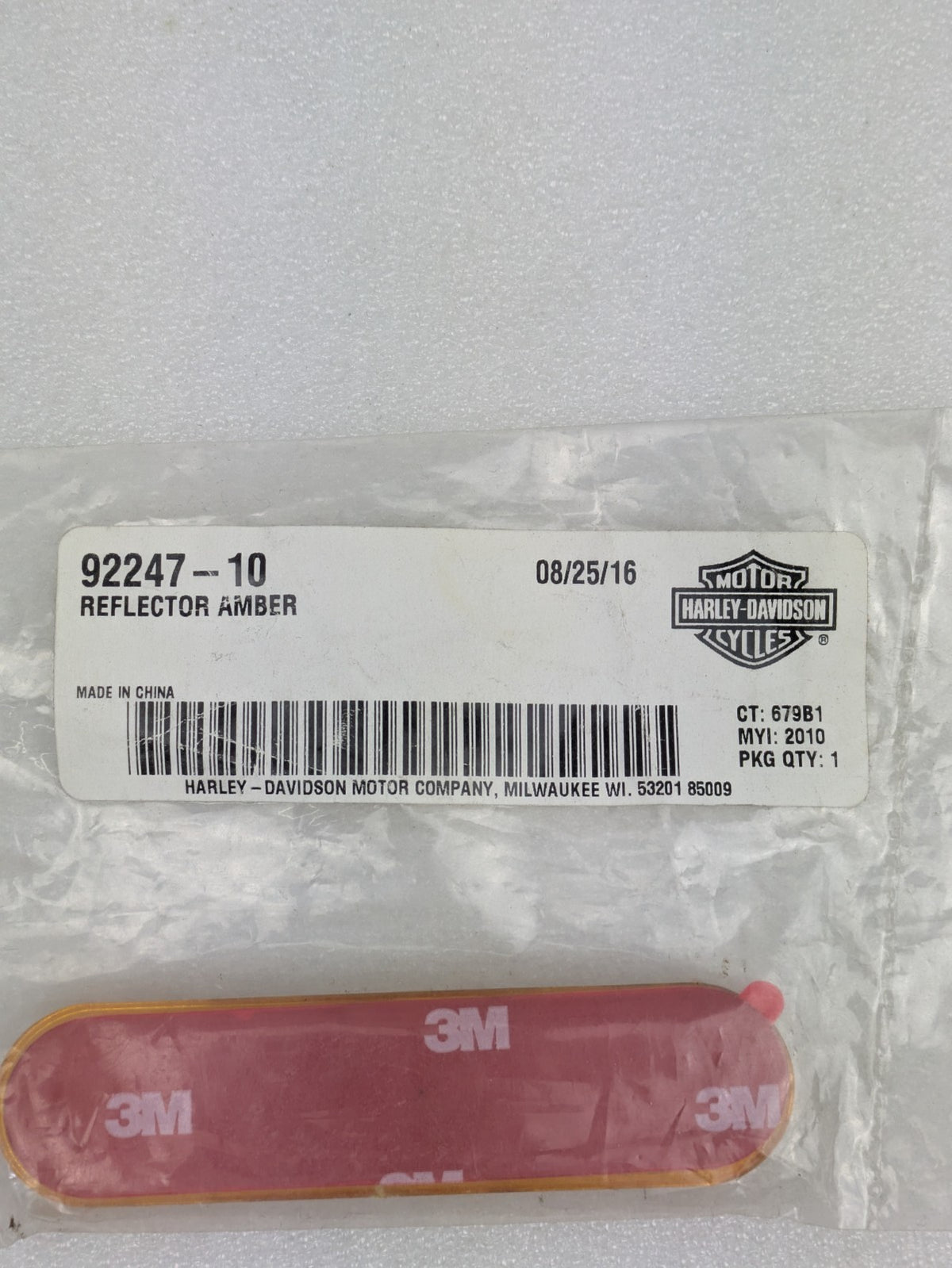 OEM Genuine Harley-Davidson Amber Reflector NOS 92247-102