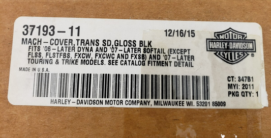 Harley-Davidson OEM 37193-11 Gloss Black Transmission Side Cover 2007+ 6 Speed1