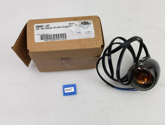 Harley 69587-07 Front Turn Signal Smoked Black for Road King Special Night Rod0