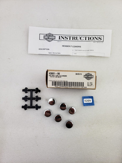 Genuine Harley-Davidson 43881-96 Chrome Finish 1/2" Hex Bolt Cover Kit Pack of 60