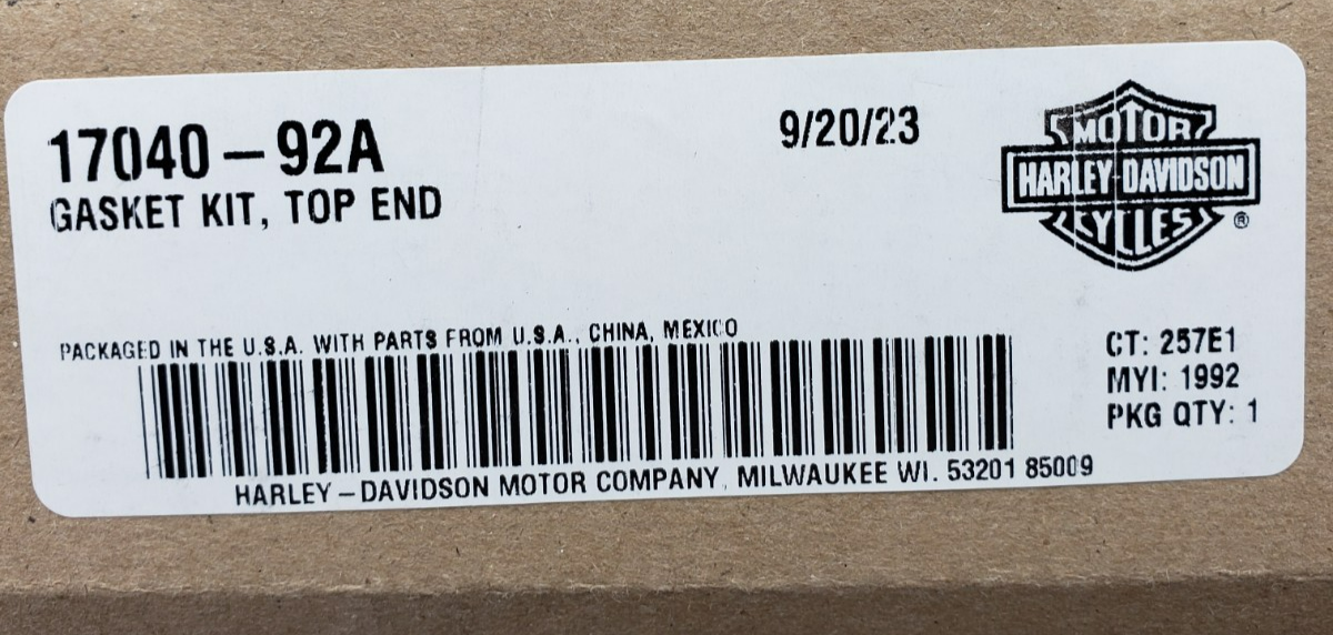 Genuine Harley-Davidson 17040-92A Top End Gasket Set 1992-98 Evolution Models6