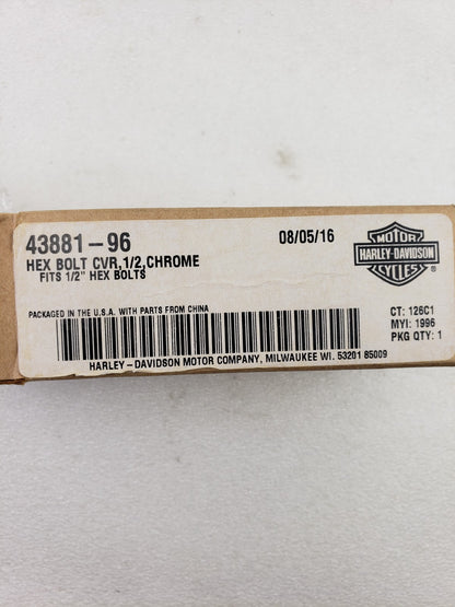 Genuine Harley-Davidson 43881-96 Chrome Finish 1/2" Hex Bolt Cover Kit Pack of 61