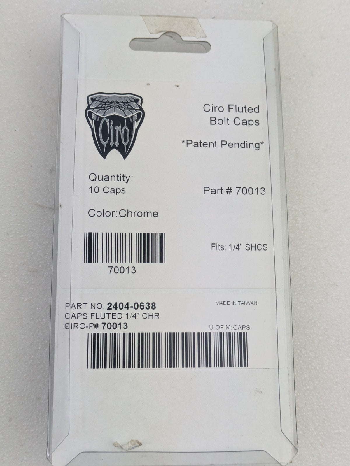 Ciro 70013 Push On Chrome Spike Style Bolt Caps 1/4" *NEW* Pack Of 101