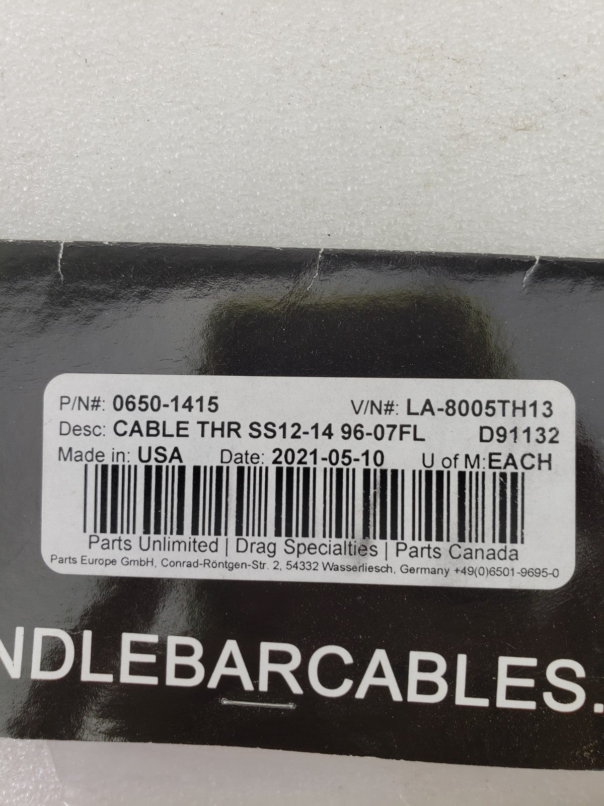 LA Choppers 0650-1415 / LA-8005TH13 Stainless Braided 51-1/2" Throttle Cable1