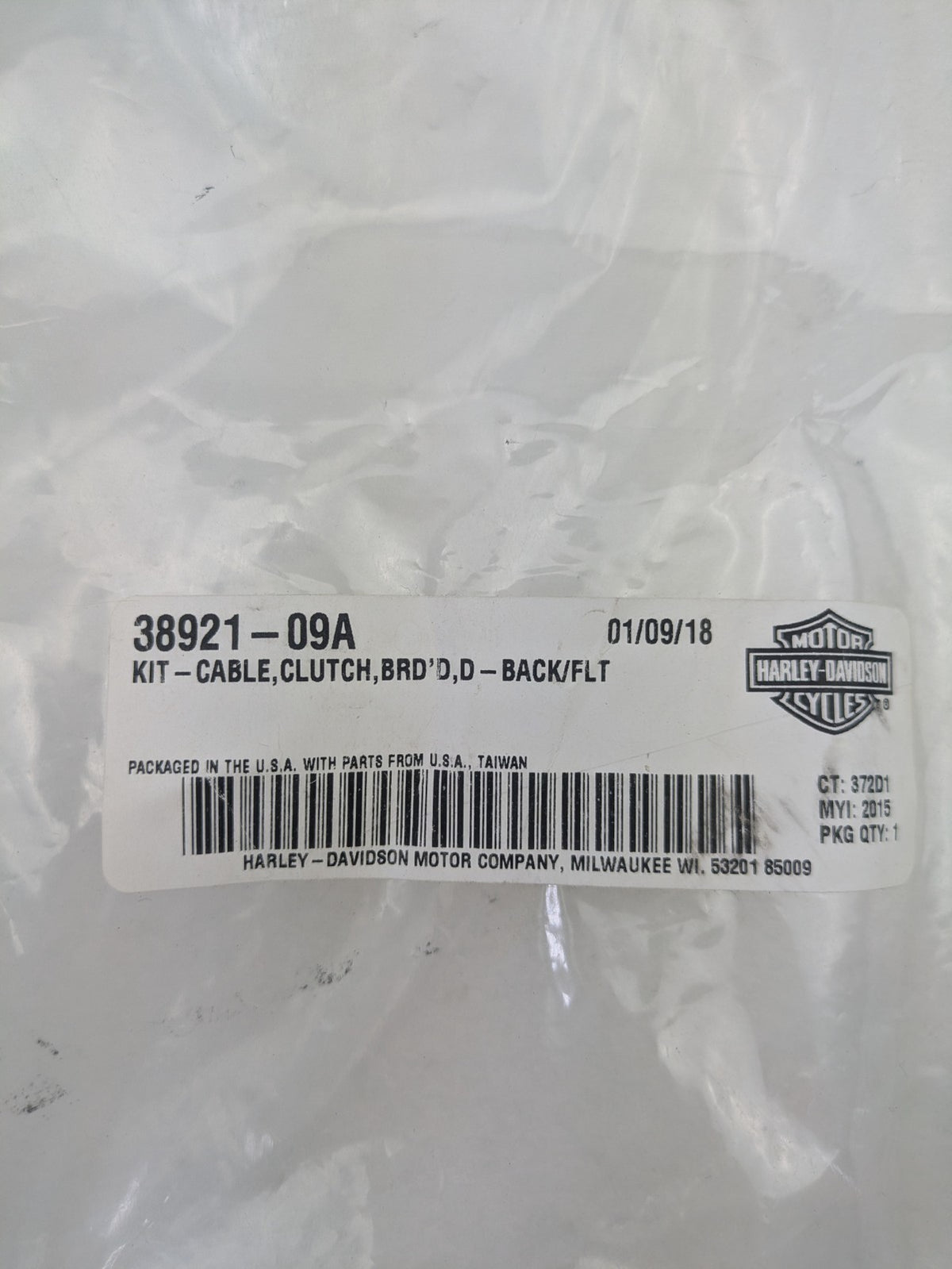 Genuine 62.5" Inch Harley-Davidson Dyna Softail Braded Clutch Cable 38921-09A1