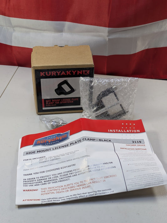 Kuryakyn 3119 - Side Mount License Plate Holder Clamp 86-23 XL Sportster Models0