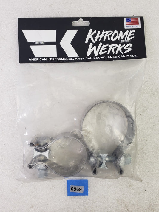Khrome Werks 1860-1383 Muffler Clamps Set Harley-Davidson Milwaukee 8 Touring0