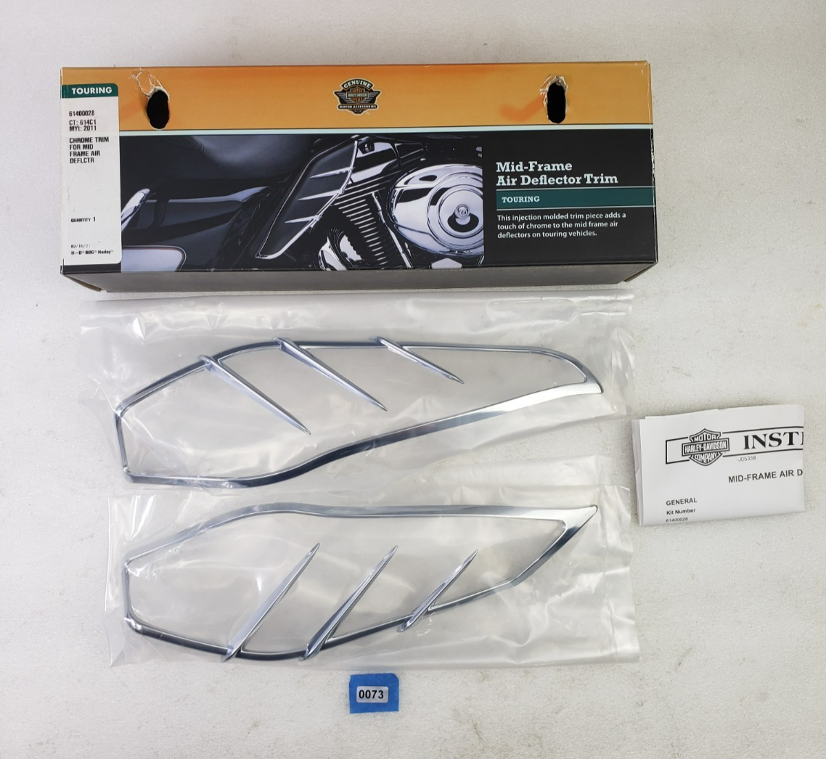 Harley 61400028 Mid Frame Air Deflector Trim Chrome for 09 Up Touring & Trike0