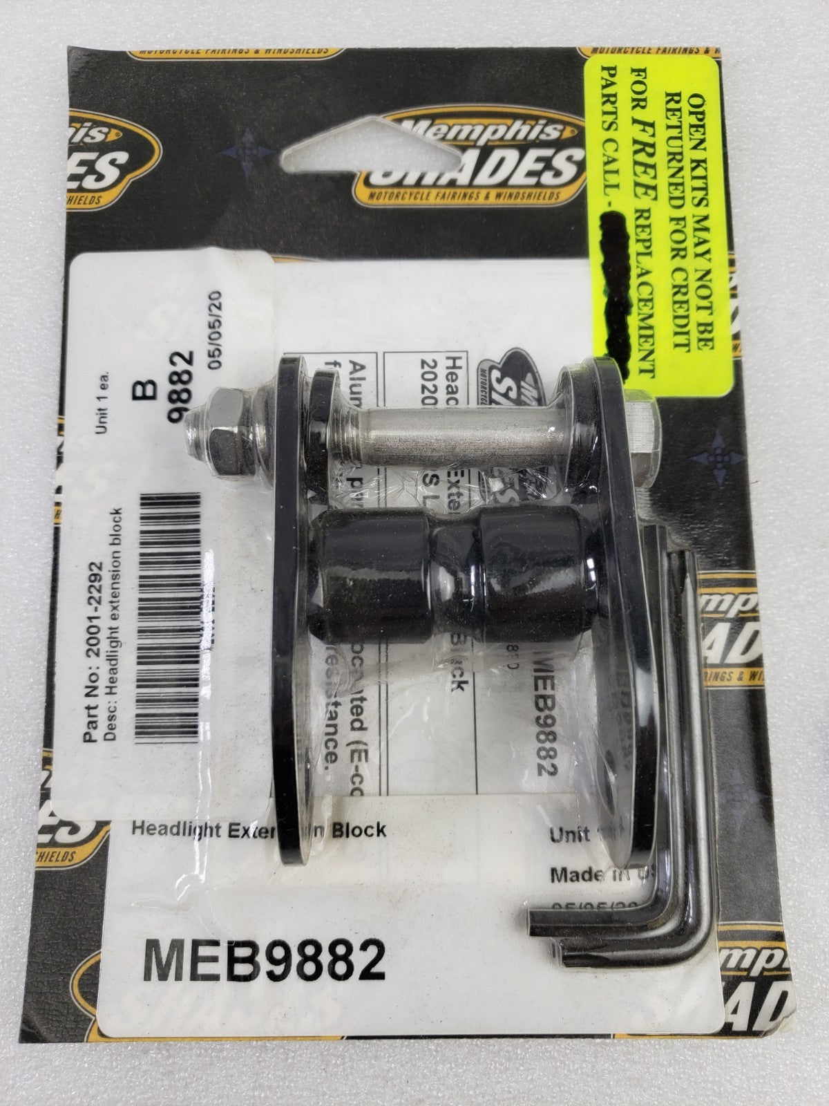 Memphis Shades MEB9882 / 2001-2292 Headlight Extension Block for 20+ Low Rider S1