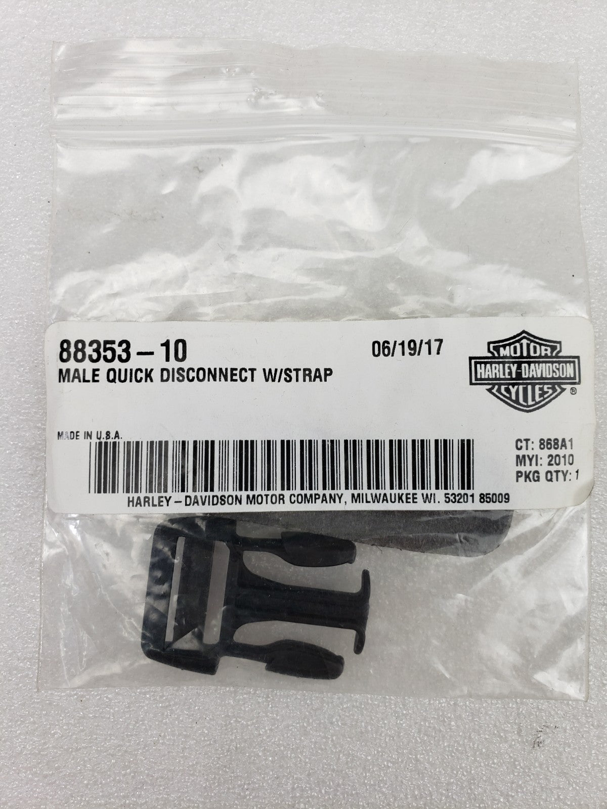 Genuine Harley-Davidson Male Quick Disconnect Strap Clip 88353-102