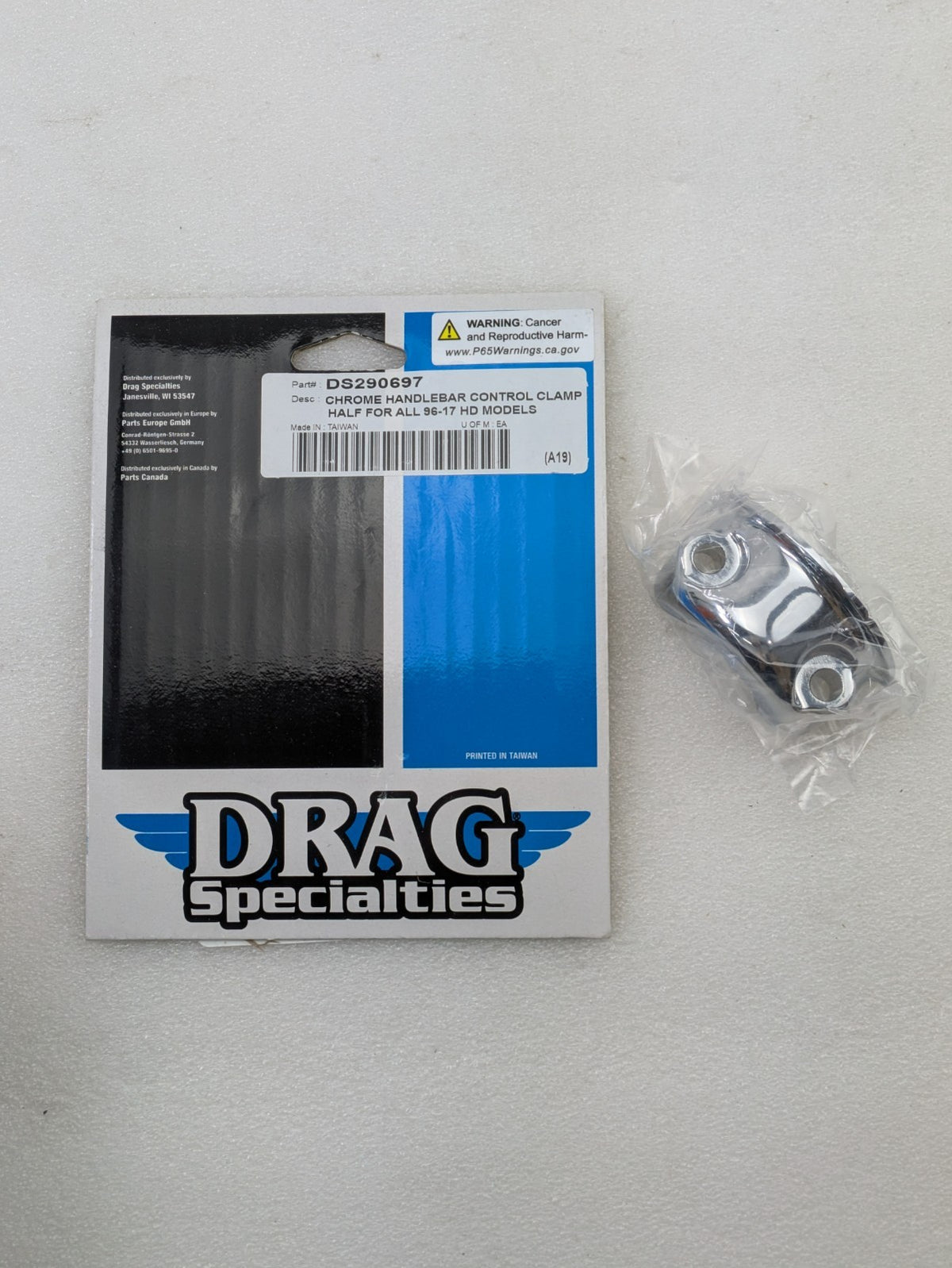 Drag Specialties DS-290697 Brake/Clutch Control Clamp Half Chrome OEM 45044-960