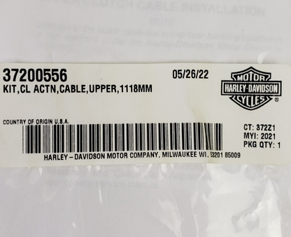 Harley-Davidson 37200556 Upper Clutch Cable Genuine OEM 118mm1