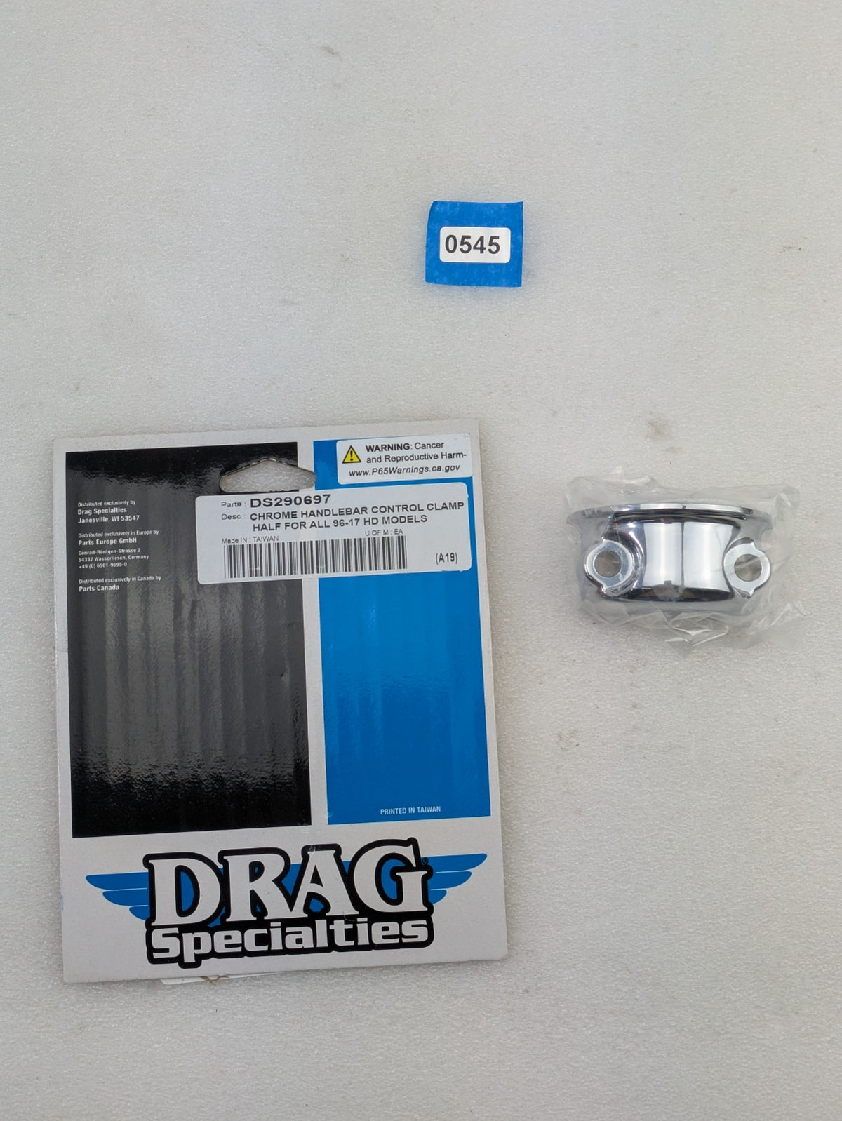 Drag Specialties DS-290697 Brake/Clutch Control Clamp Half Chrome OEM 45044-961