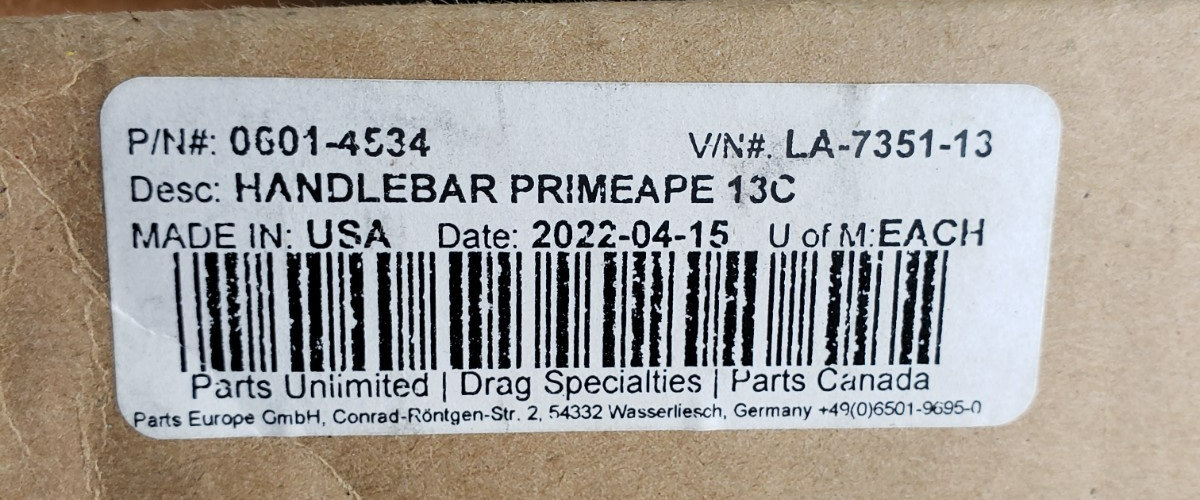 LA Choppers LA-7351-13 13" Prime Apes Handlebars for Harley FLTR FLHR Softail1